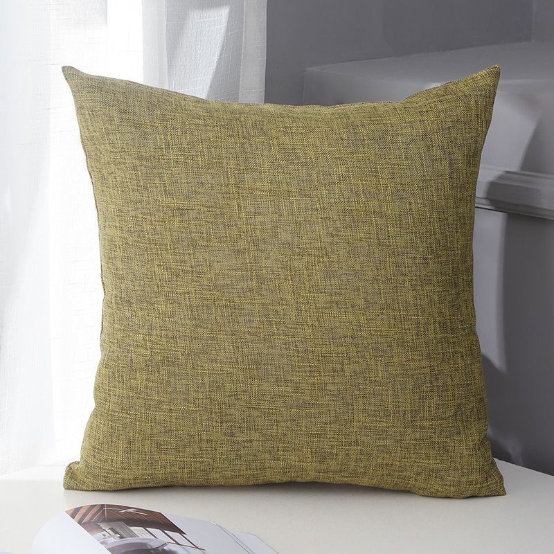 Le Su Cotton Linen Cushion Solid Color with Core 66# Olive Green 30*50-single — image 1