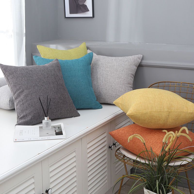 Le Su Cotton Linen Cushion Solid Color with Core 29# Taro Purple 60*60-single view 4