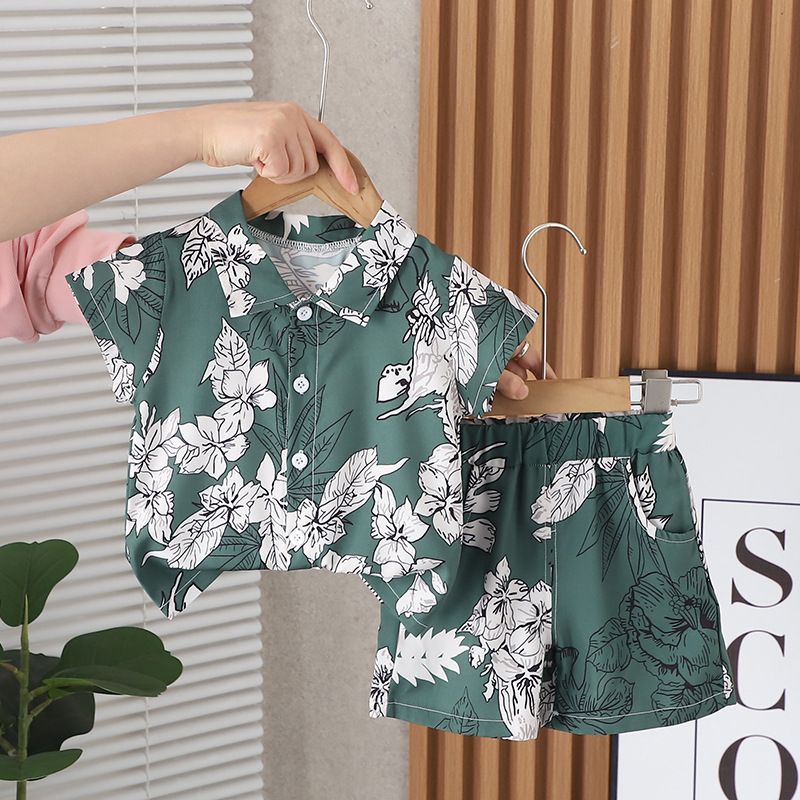 Chaole Pig Boys Cotton Short Sleeve Suit JC light green Shirt 120cm view 4