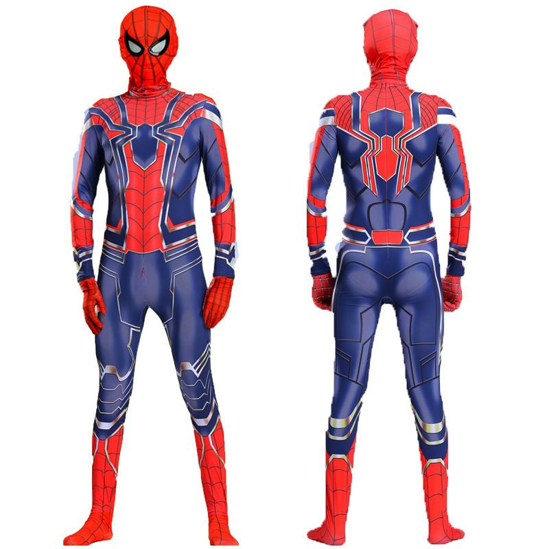 Spiderman Cosplay Costume Milk Silk One Piece Suit Steel Spider + Headgear 160