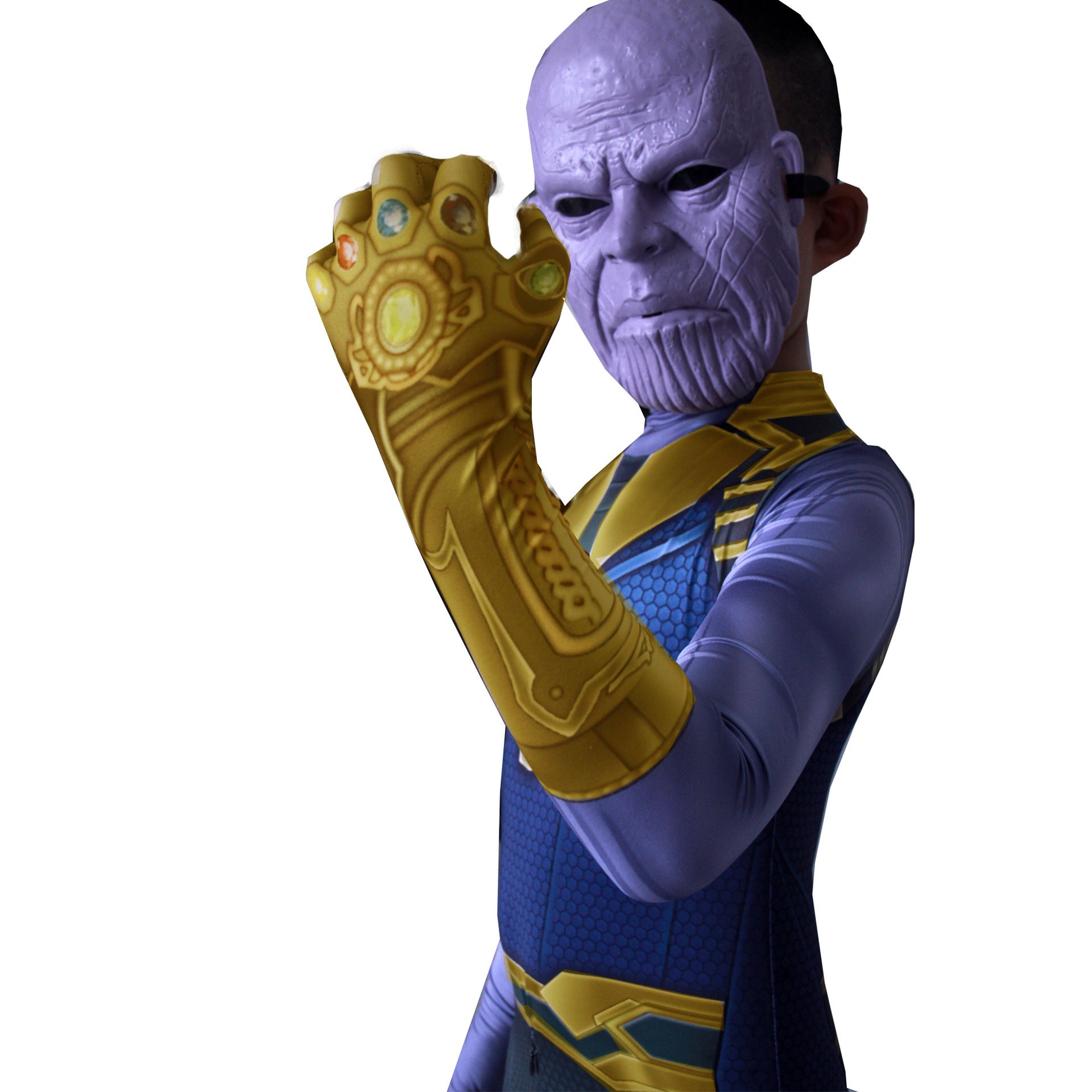 Spiderman Cosplay Costume Milk Silk One Piece Suit Thanos + Luminous Mask 190