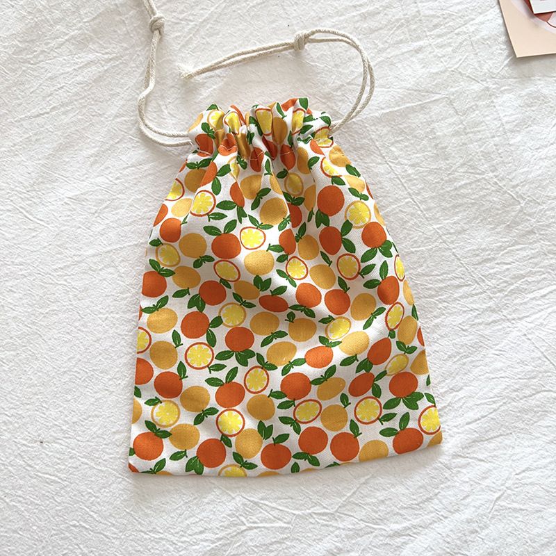 Travel Storage Cotton Bag Drawstring Multi-Purpose. Yellow Orange-cotton material — image 1