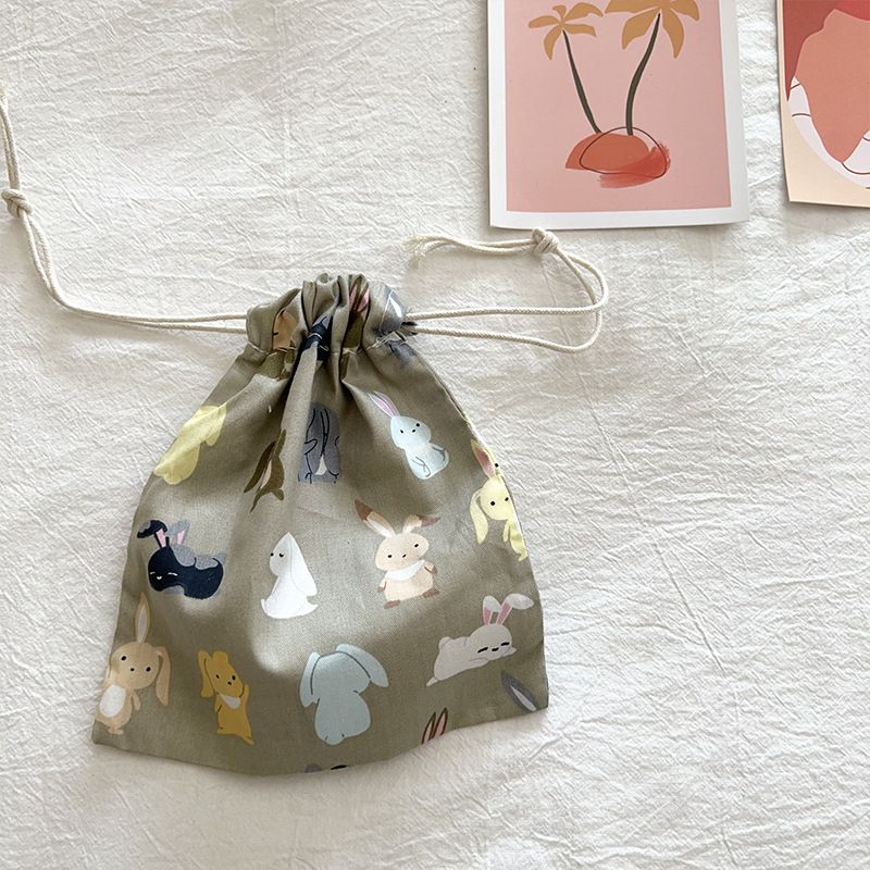 Travel Storage Cotton Bag Drawstring Multi-Purpose. Gray background — image 1