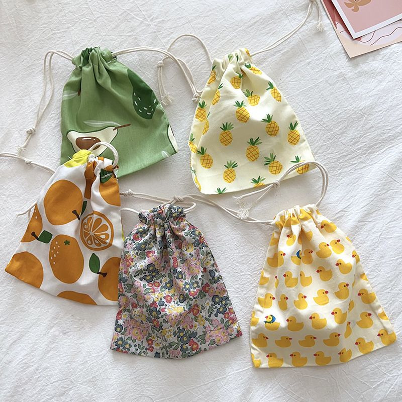 Travel Storage Cotton Bag Drawstring Multi-Purpose. Avocado-cotton material view 2