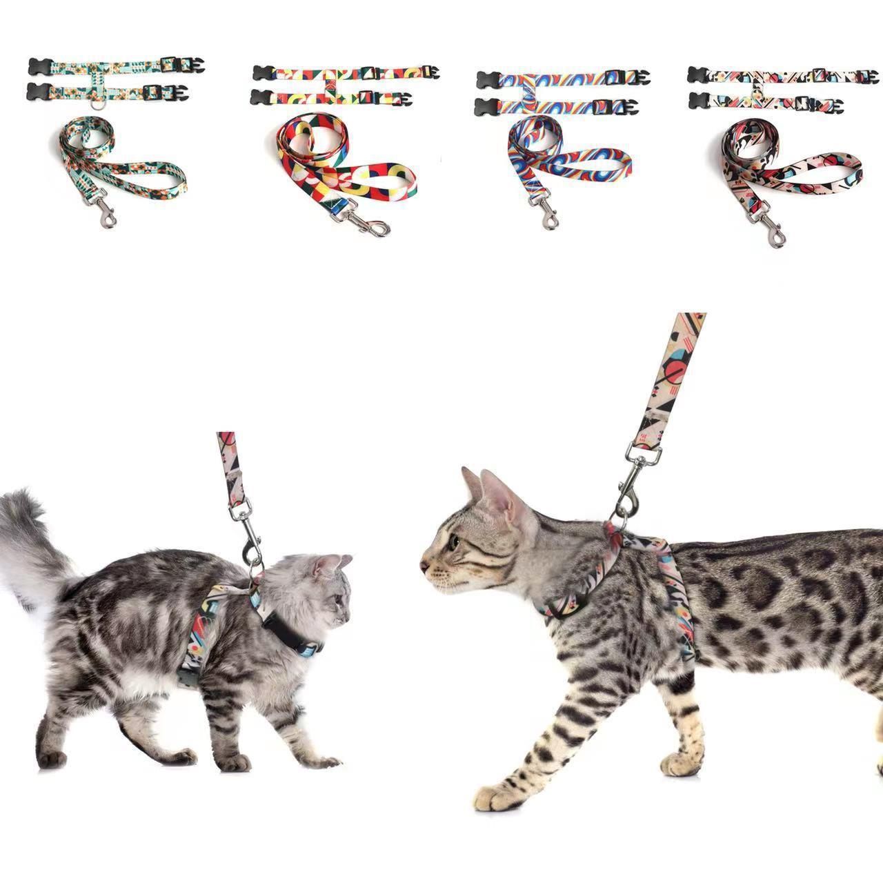 Adjustable Nylon Pet Harness Cat Dog Leash Black M view 4