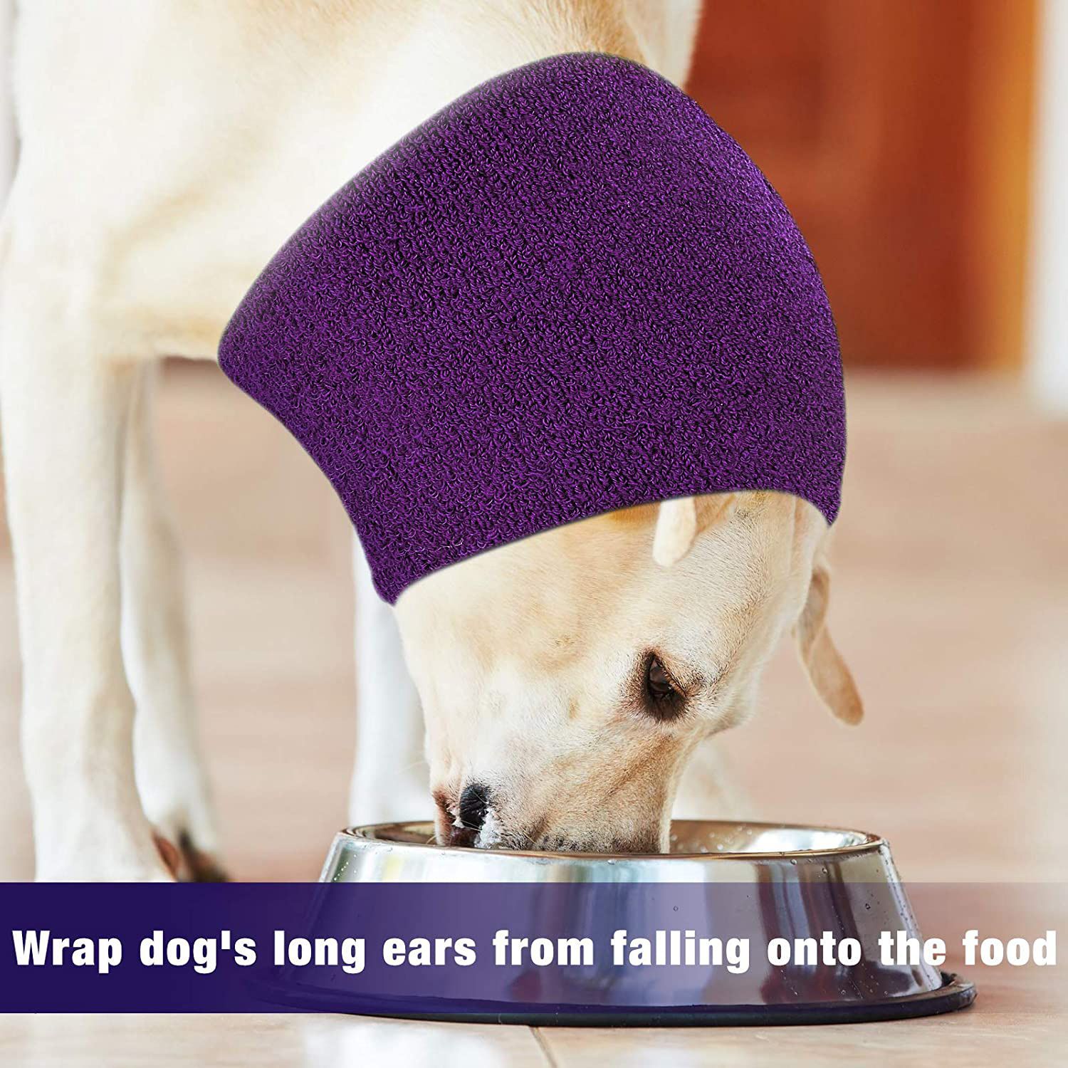 Pet Earmuffs Cotton Thickened Warm Winter Headgear Purple L