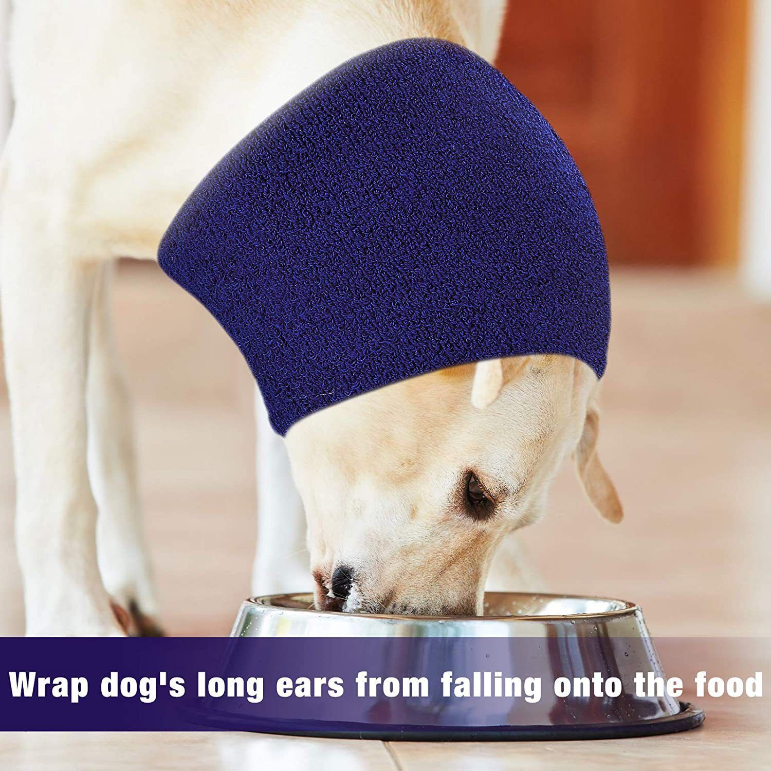 Pet Earmuffs Cotton Thickened Warm Winter Headgear Blue L