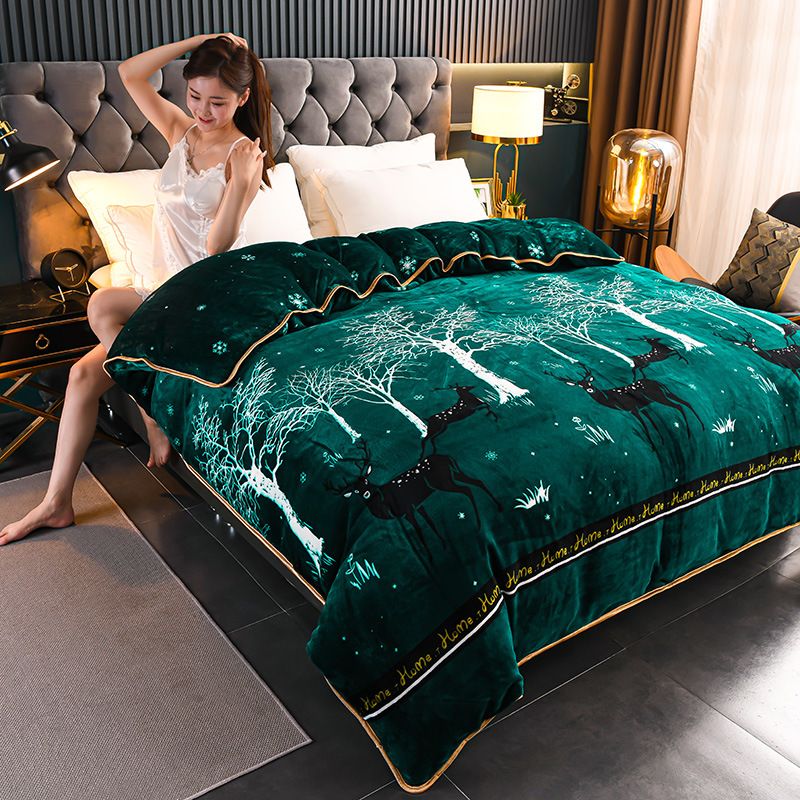 Milk Velvet Quilt Cover Double Sided Fleece Starry Elk 220x240cm