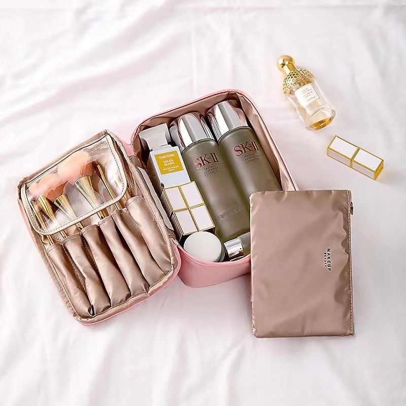 Travel Cosmetic Bag Large Capacity Multipurpose Gray Large size view 5