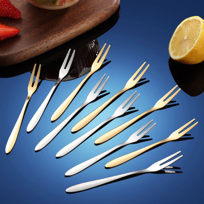 Sanrui Stainless Steel Two Prong Fruit Fork 410-Cloth Wheel-Gold view 3