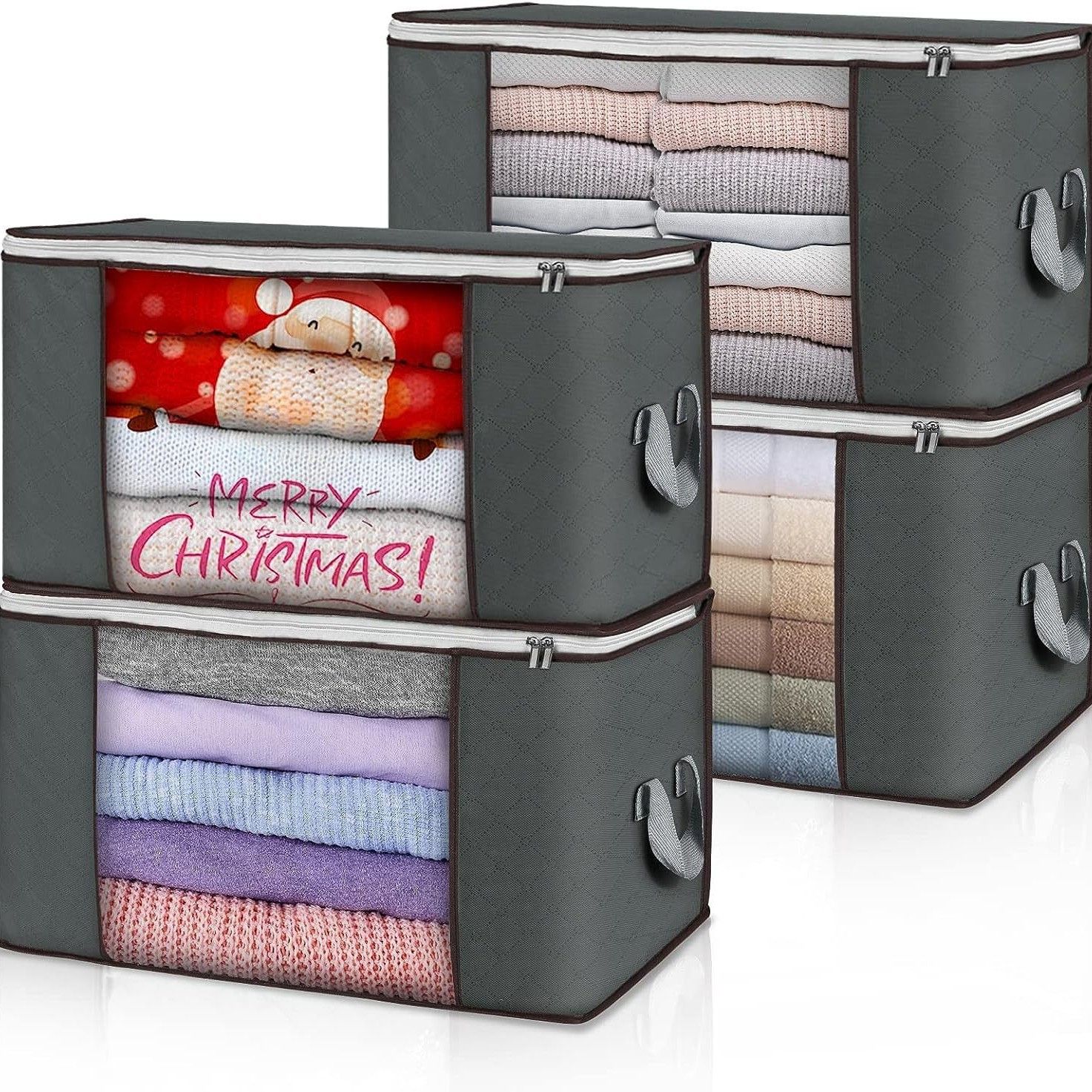 Fortunately Non-woven Quilt Storage Bag Cube 70L Gray 48*48*30cm(70L) — image 1