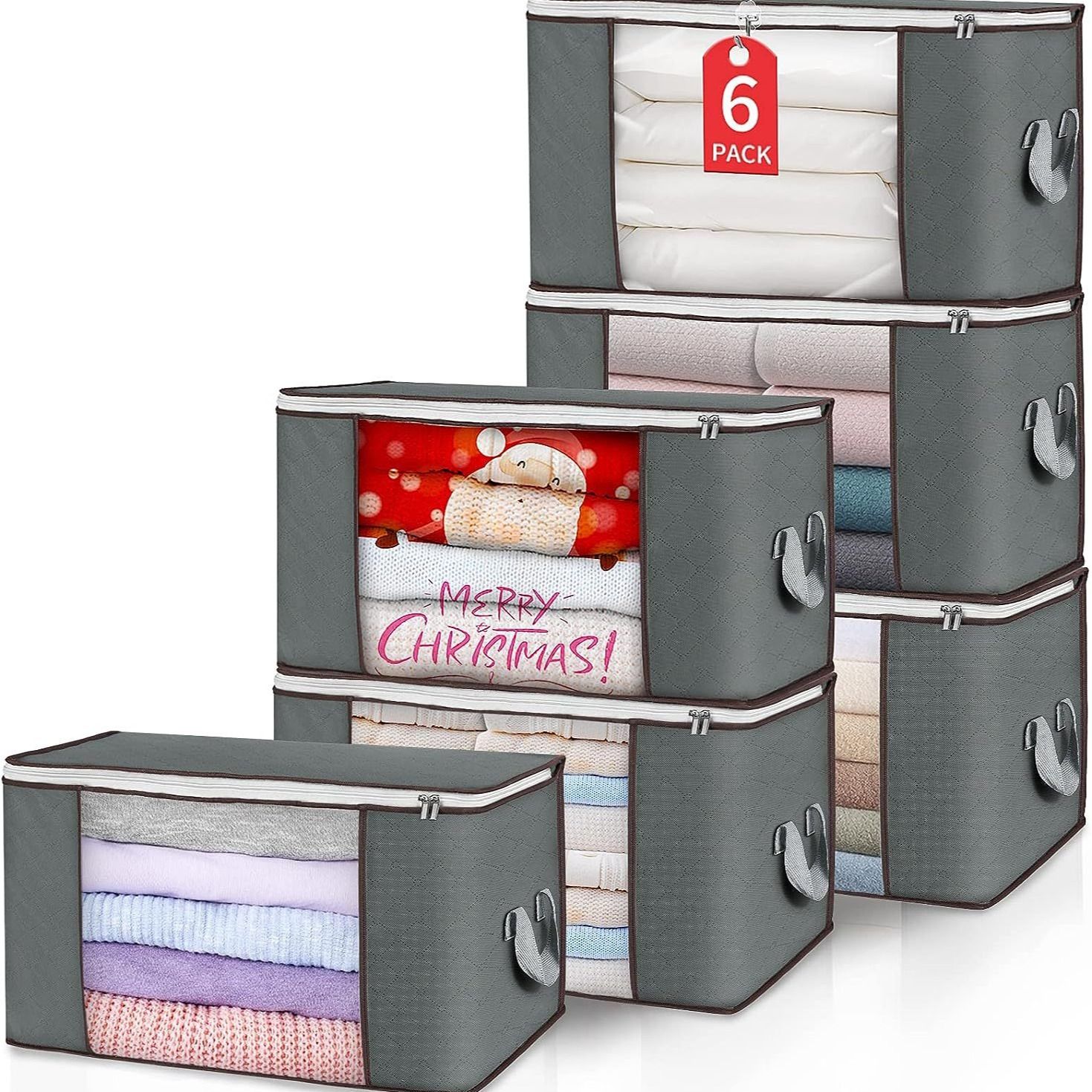Fortunately Non-woven Quilt Storage Bag Cube 70L Gray 48*48*30cm(70L) view 3