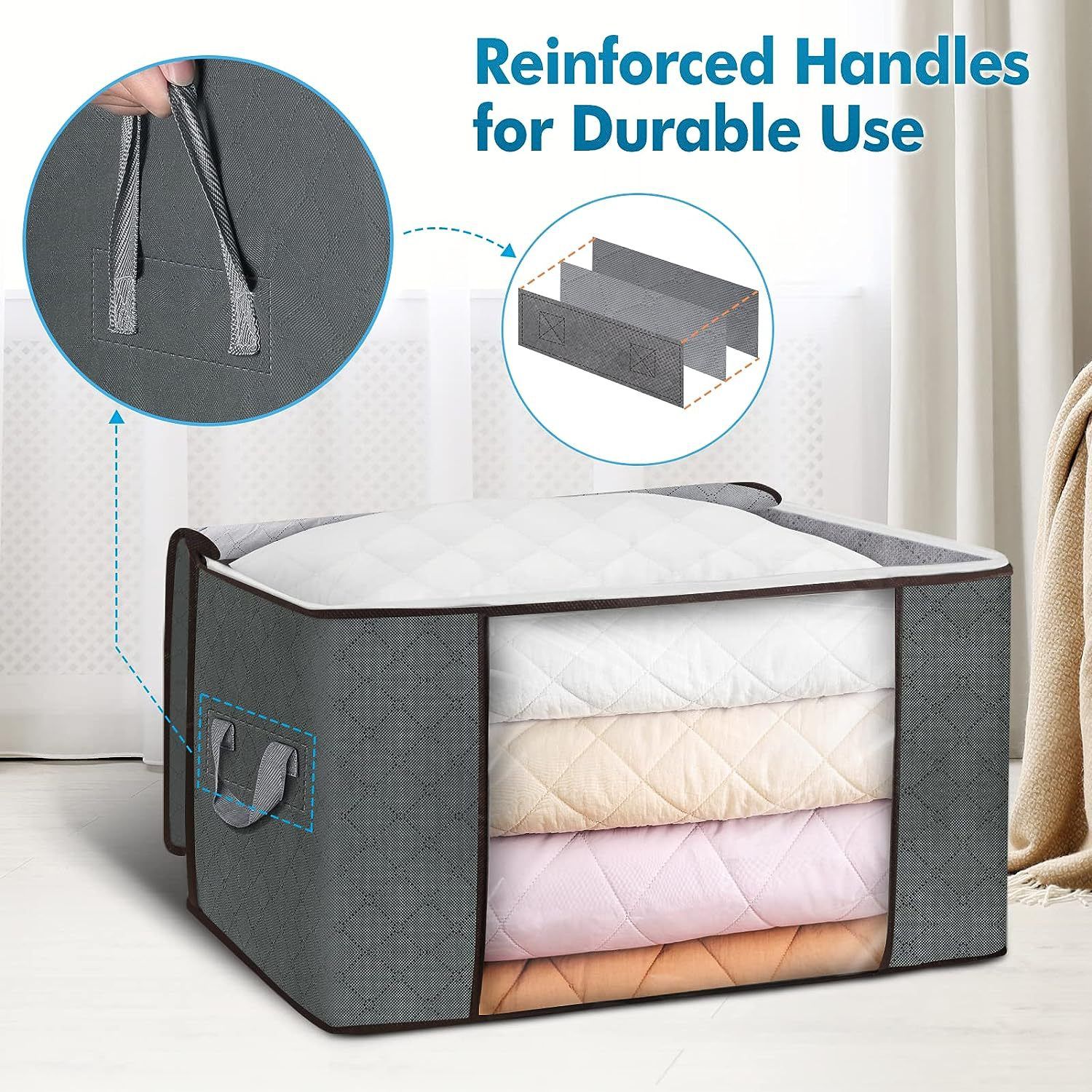 Fortunately Non-woven Quilt Storage Bag Cube 70L Gray 60*40*35cm(90L) view 4