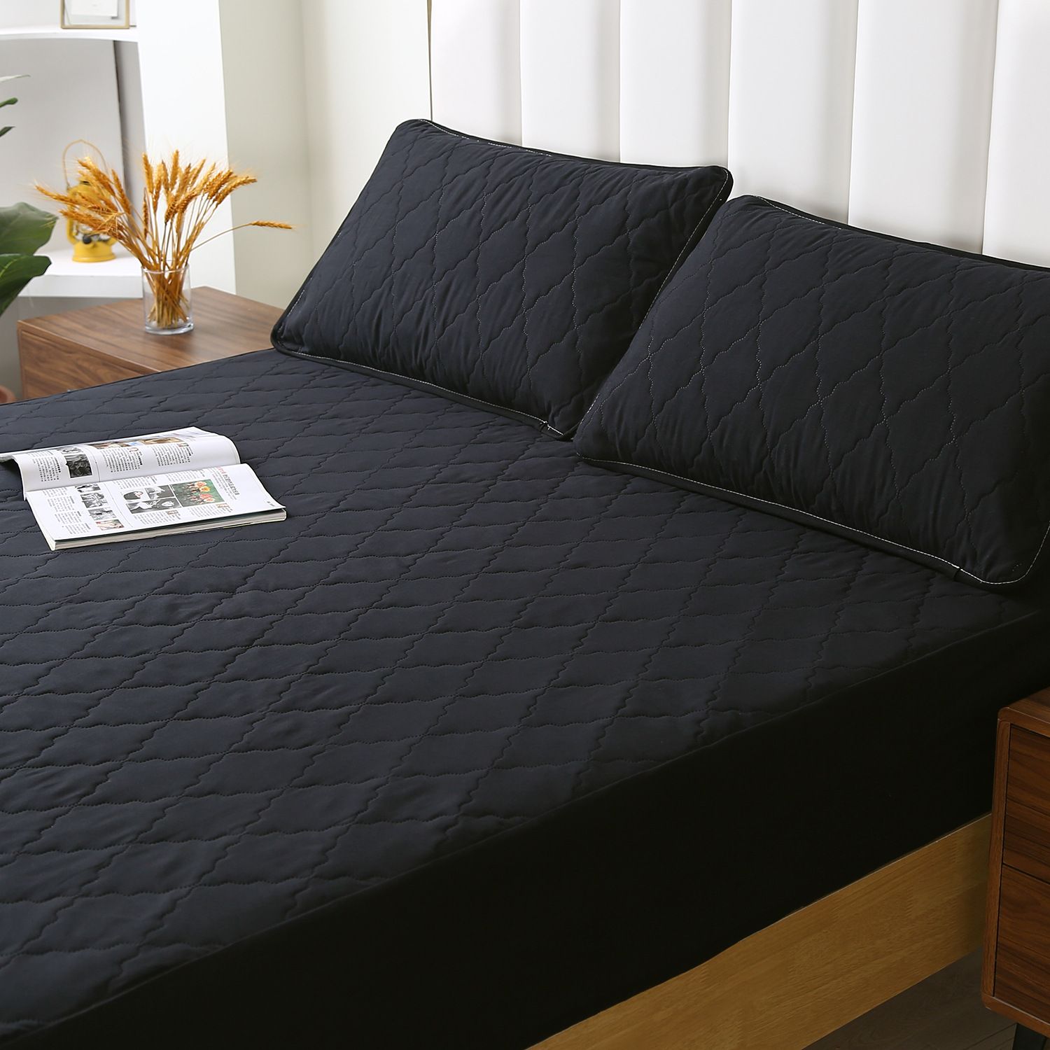 Waterproof Fitted Sheet Rhombus Black 90x200cm Rhombus-White 200 * 220cm unit view 4