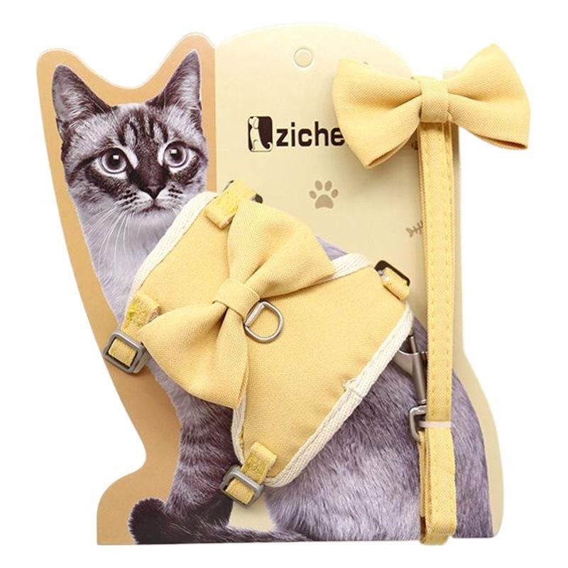 Pet Traction Strap Polyester Cat Dog Blue (cinnamon dog bow) S-size cotton view 2