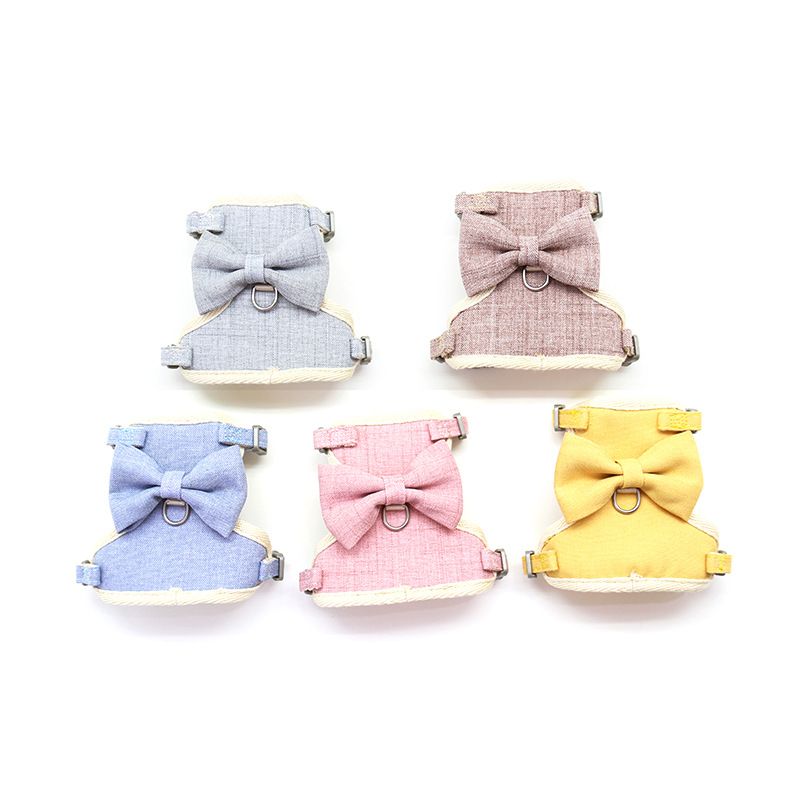 Pet Traction Strap Polyester Cat Dog Blue (cinnamon dog bow) M size cotton view 4