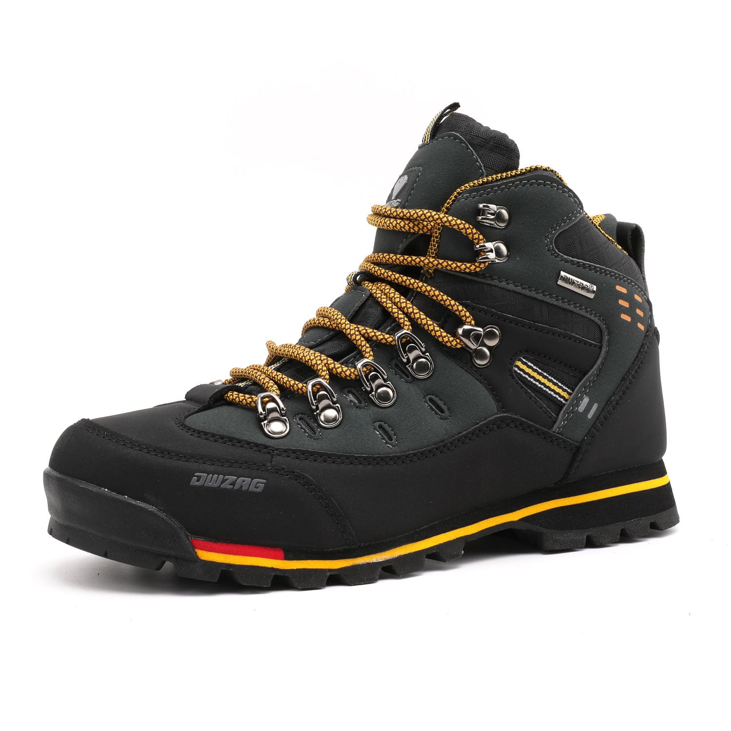 Men Hiking Shoes High Top Waterproof Leather 8037 8037 black yellow 44 view 4