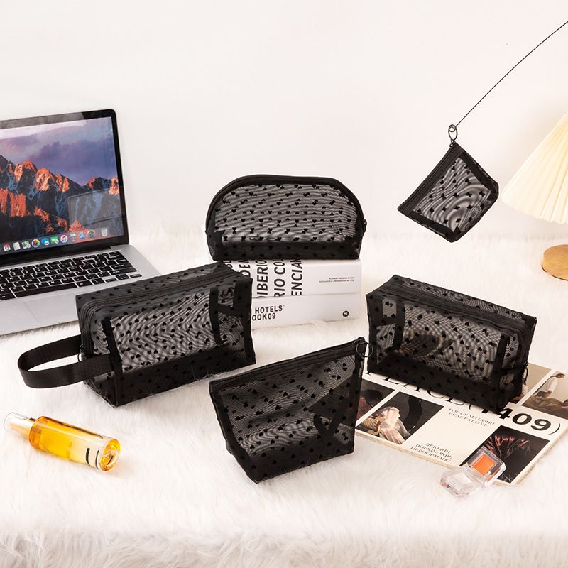 Portable Makeup Bag Large Capacity Travel Cosmetic White Triangle Medium view 3