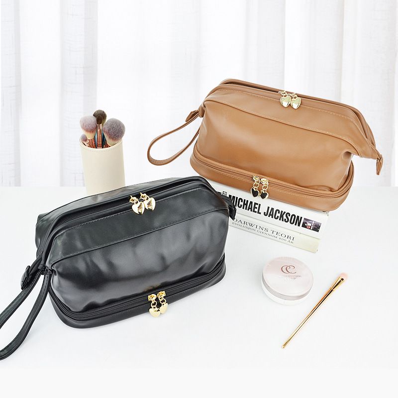 Dajia PU Double Layer Cloud Cosmetic Bag White view 3