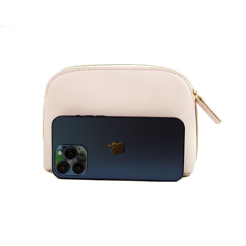 PU Leather Makeup Bag Waterproof Travel Storage. Beige view 5