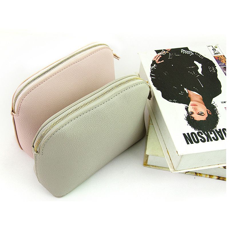 PU Leather Makeup Bag Waterproof Travel Storage. Navy blue view 3