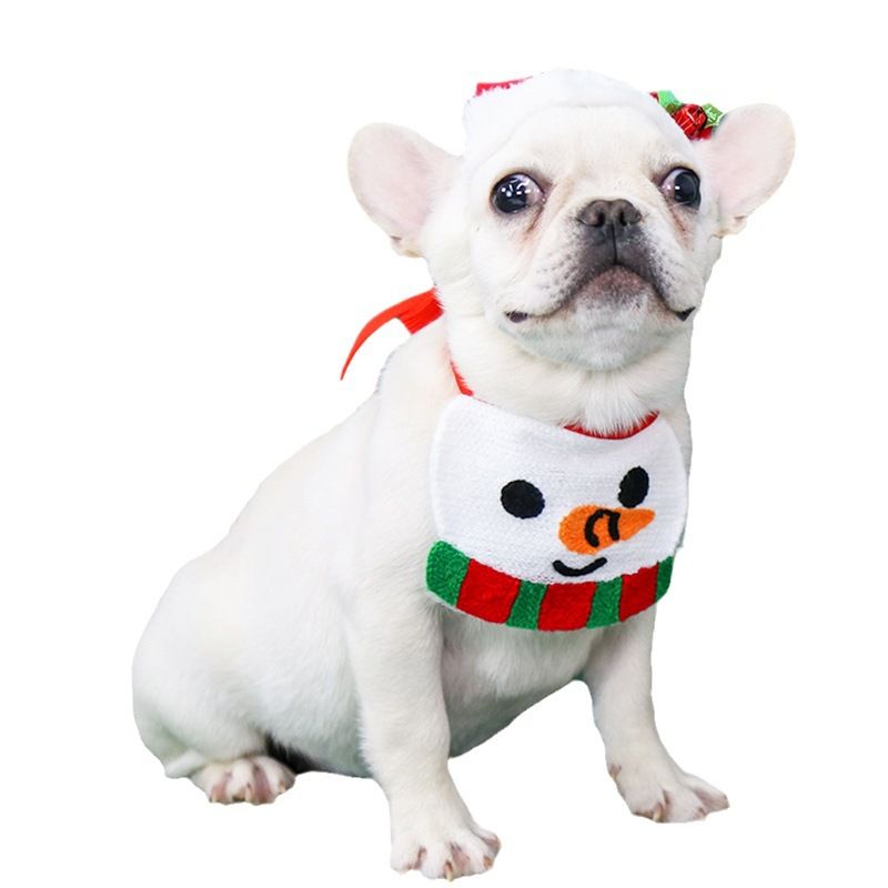 INS Christmas Elk Cotton Pet Bib for Dogs and Cats Lace-Up Slip Towel Santa view 5