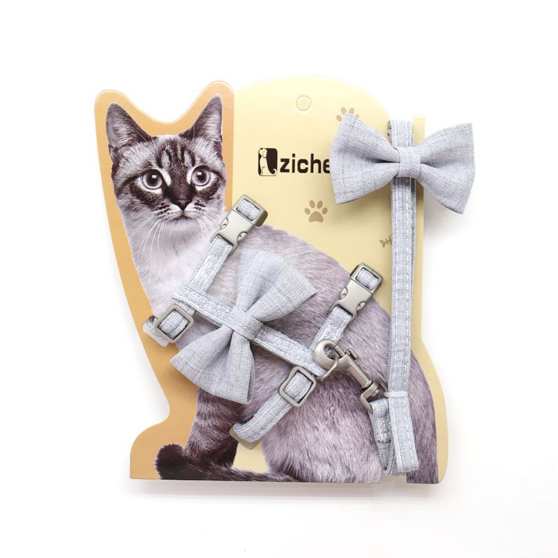 Cat Harness Polyester Bow Anti Escape Pet Leash Purple (Culomi) I-Back M view 5