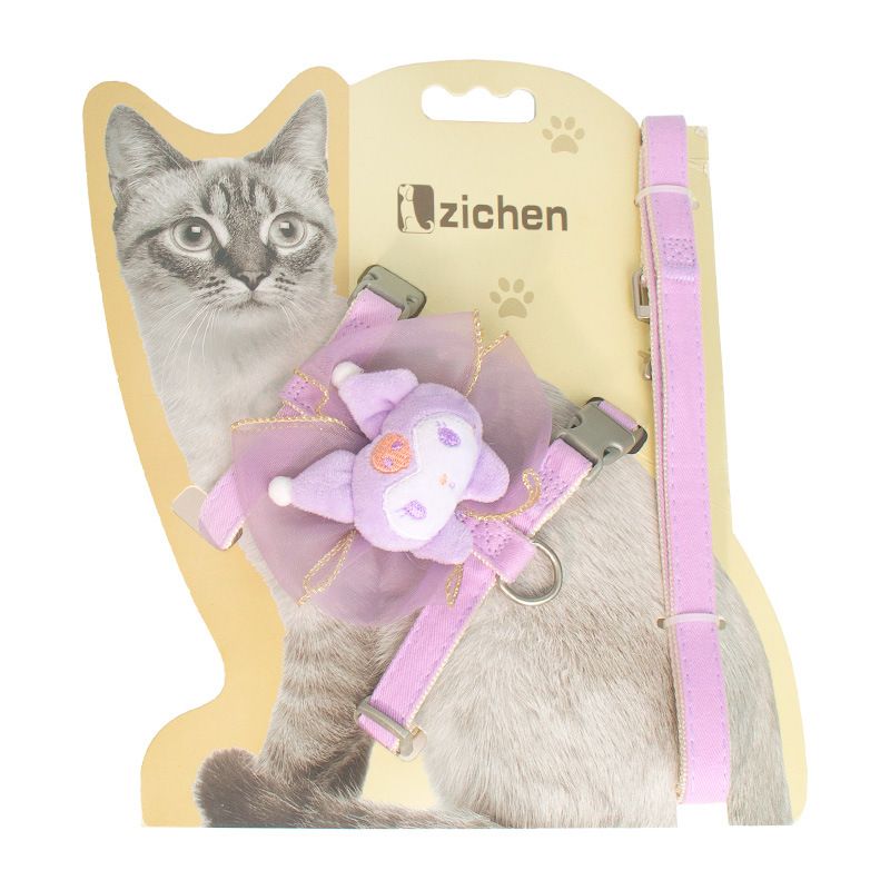 Cat Harness Polyester Bow Anti Escape Pet Leash Purple (Culomi) I-Back S
