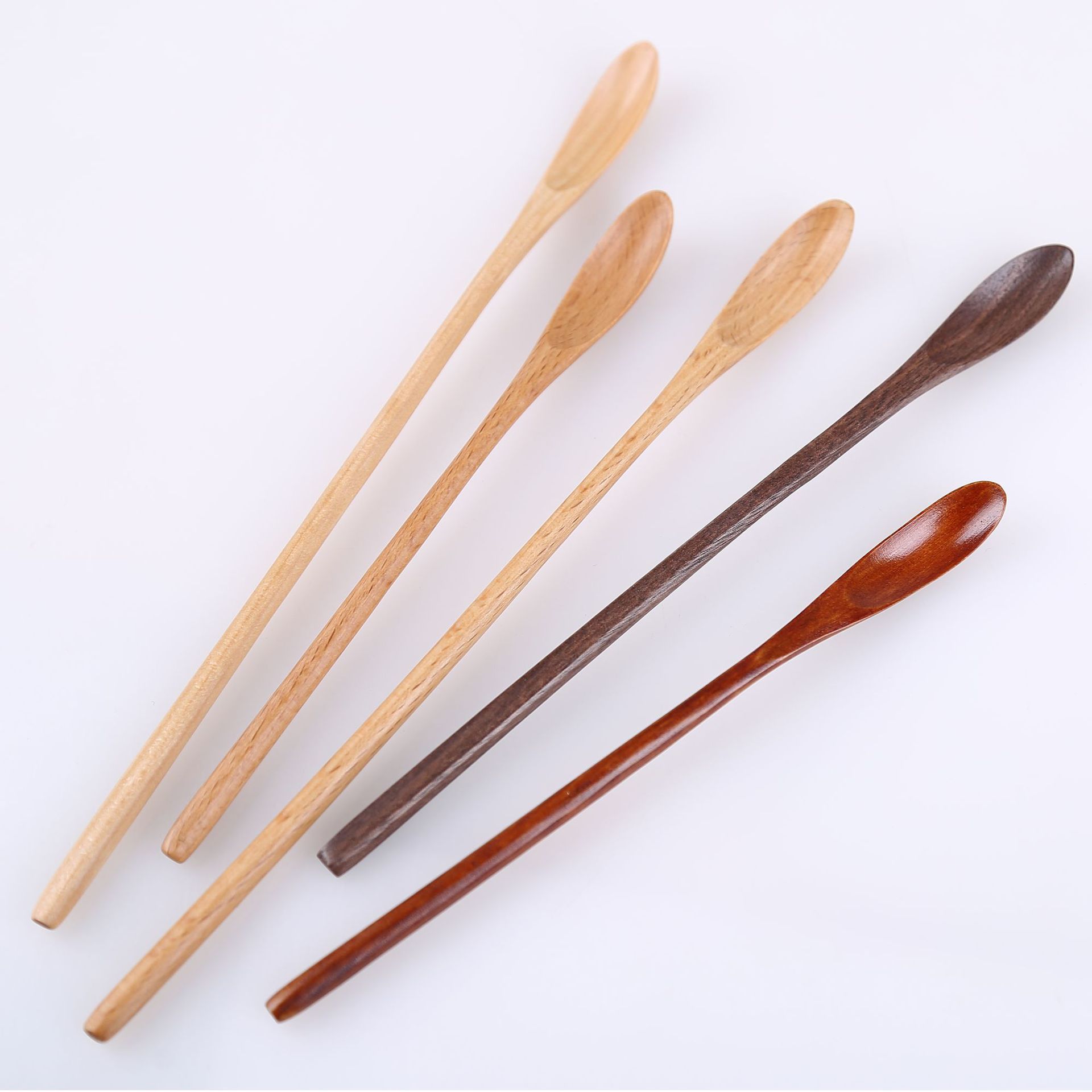 YF JY Wooden Spoon Japanese Style Long Handle... 20*2cm log color view 2