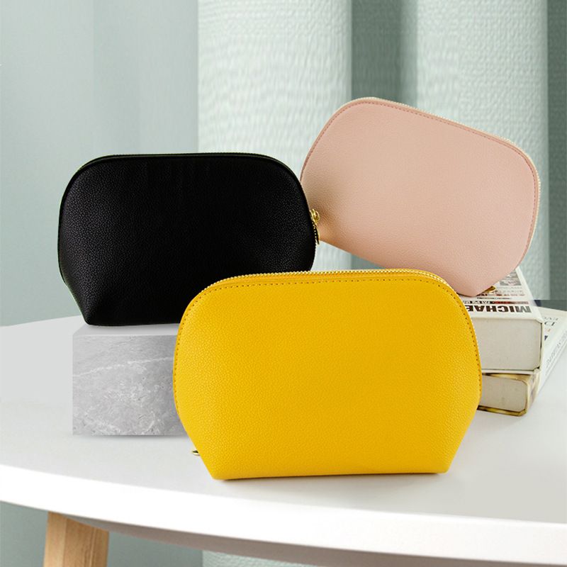 PU Leather Makeup Bag Custom Cube Waterproof Travel. Yellow view 5