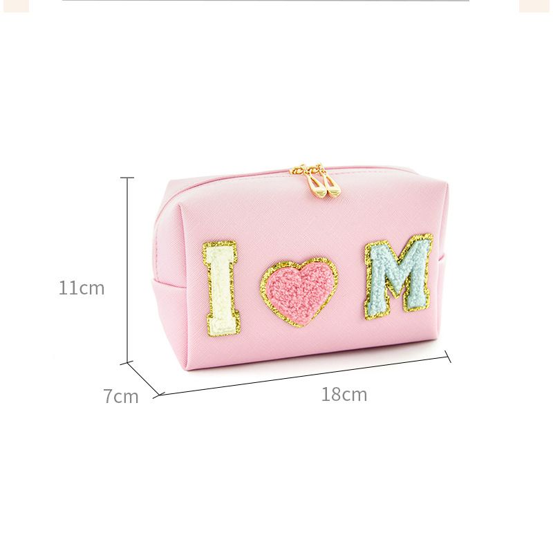 Cute PU Cube Makeup Bag Waterproof Travel Toiletry Pink view 5