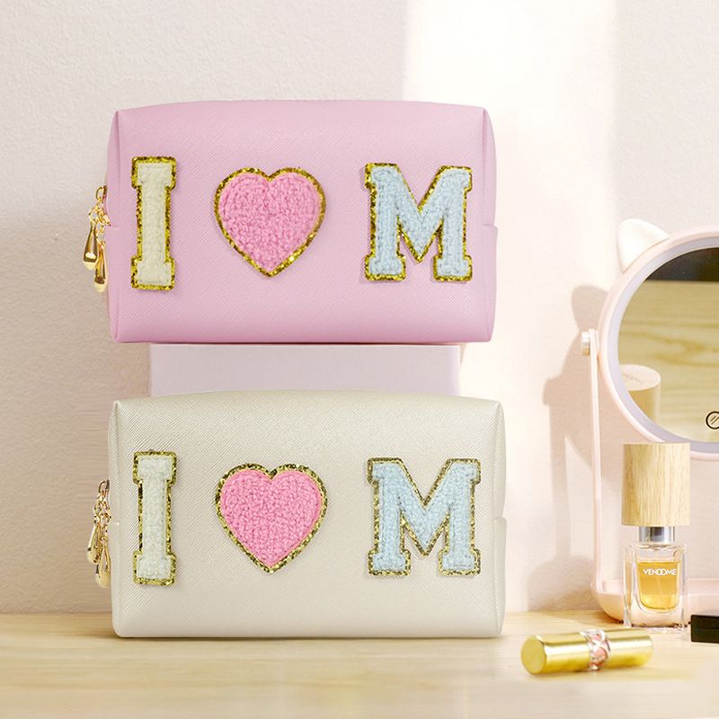 Cute PU Cube Makeup Bag Waterproof Travel Toiletry Light purple view 3