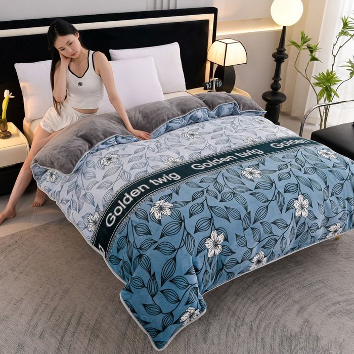 Milk Velvet Quilt Cover Double Sided Fleece Gardenia blooming 200X230cm