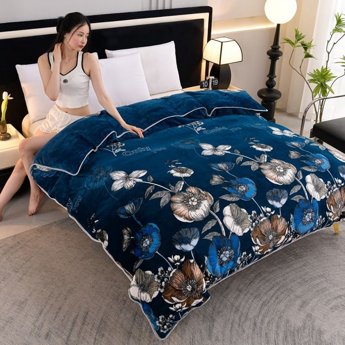 Milk Velvet Quilt Cover Double Sided Fleece Flower field dream 180x220cm