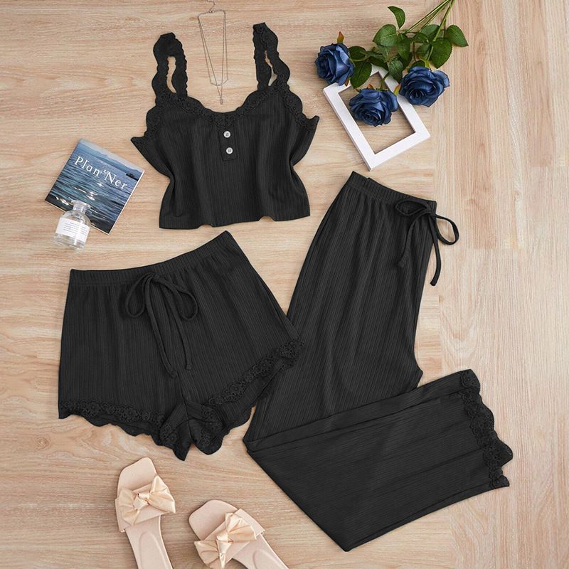 Subtle Lace Women Pajamas Set Sleepwear Gray Blue XL view 3