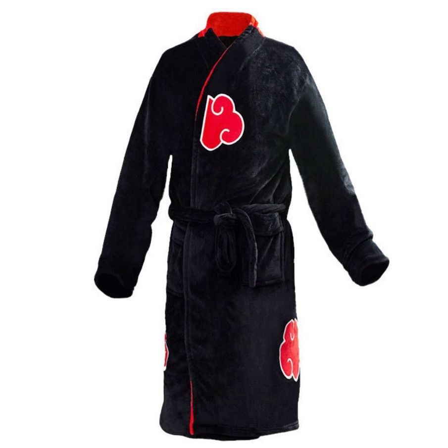 Akatsuki Flannel Bathrobe Naruto Sleepwear Unisex Akatsuki red cloud hokage view 3