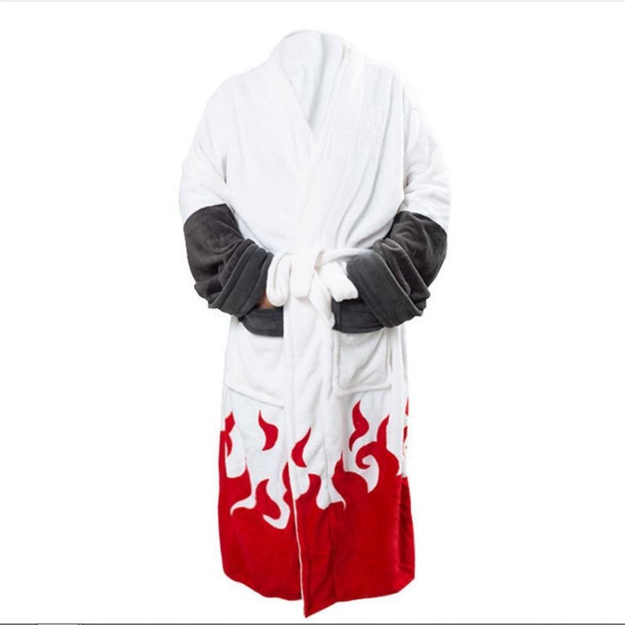 Akatsuki Flannel Bathrobe Naruto Sleepwear Unisex Akatsuki red cloud hokage view 4