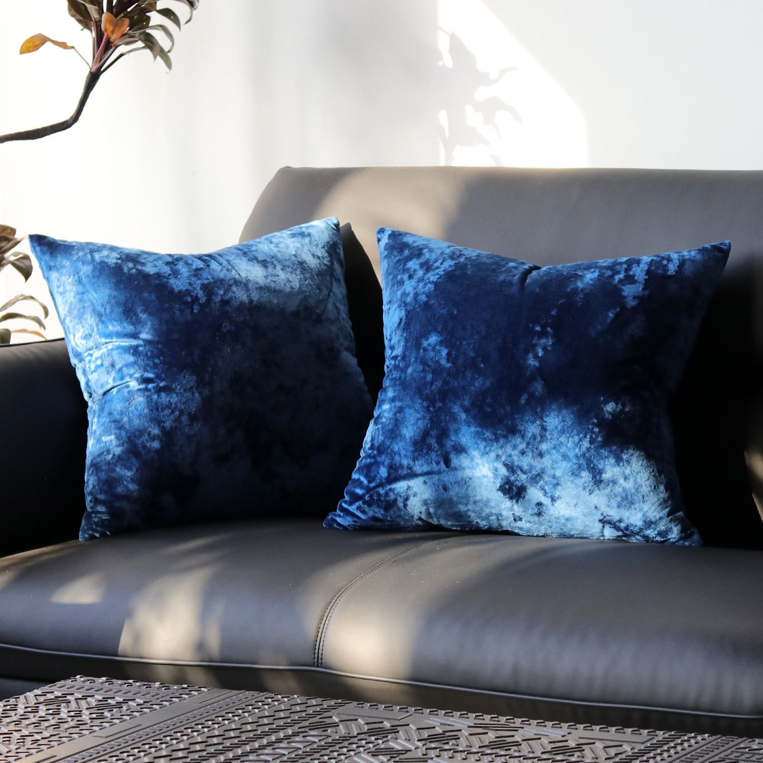 Ice Velvet Pillow Cover Polyester Solid Color 30x50cm Navy Blue 60*60cm — image 1
