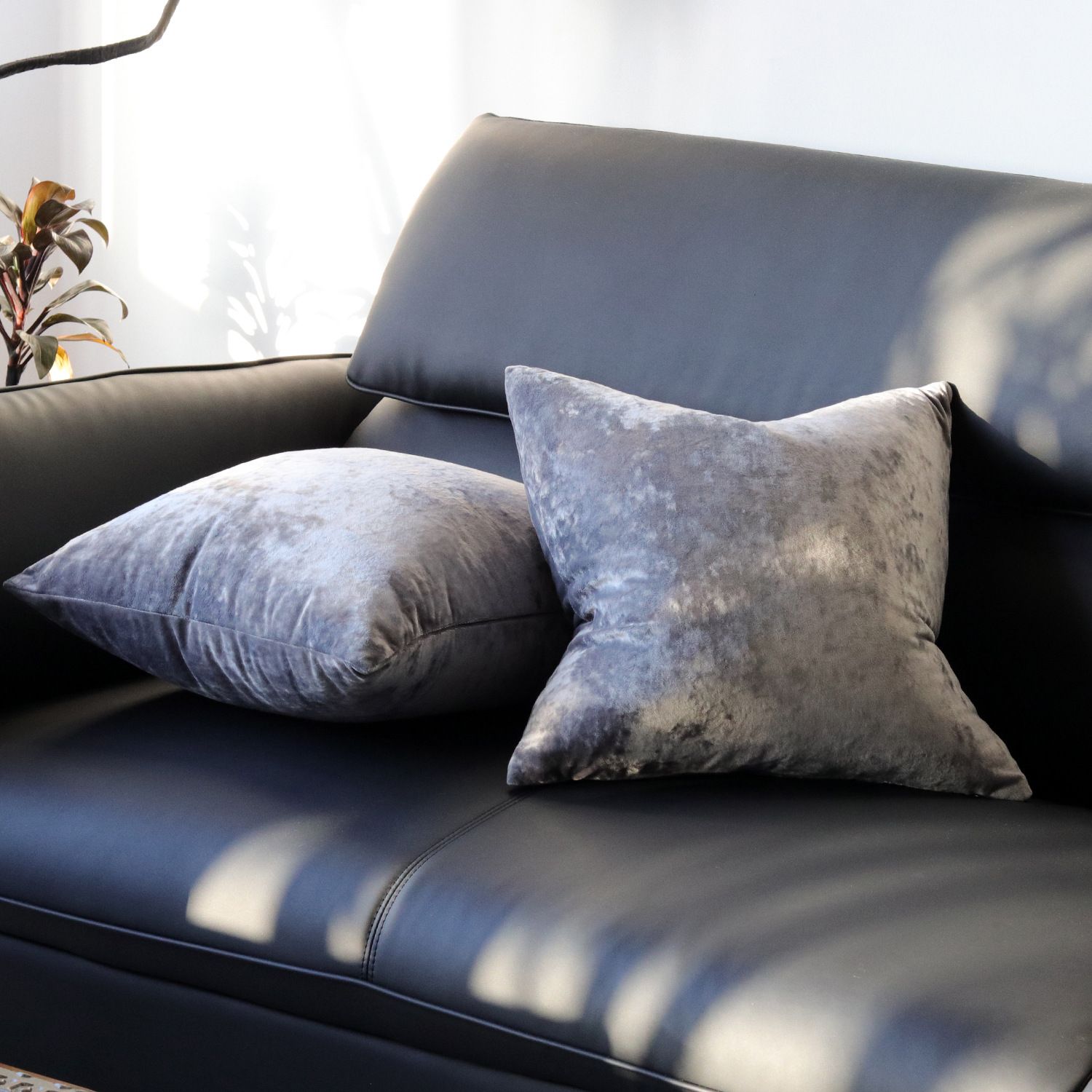 Ice Velvet Pillow Cover Polyester Solid Color 30x50cm Dark Gray 60*60cm — image 1