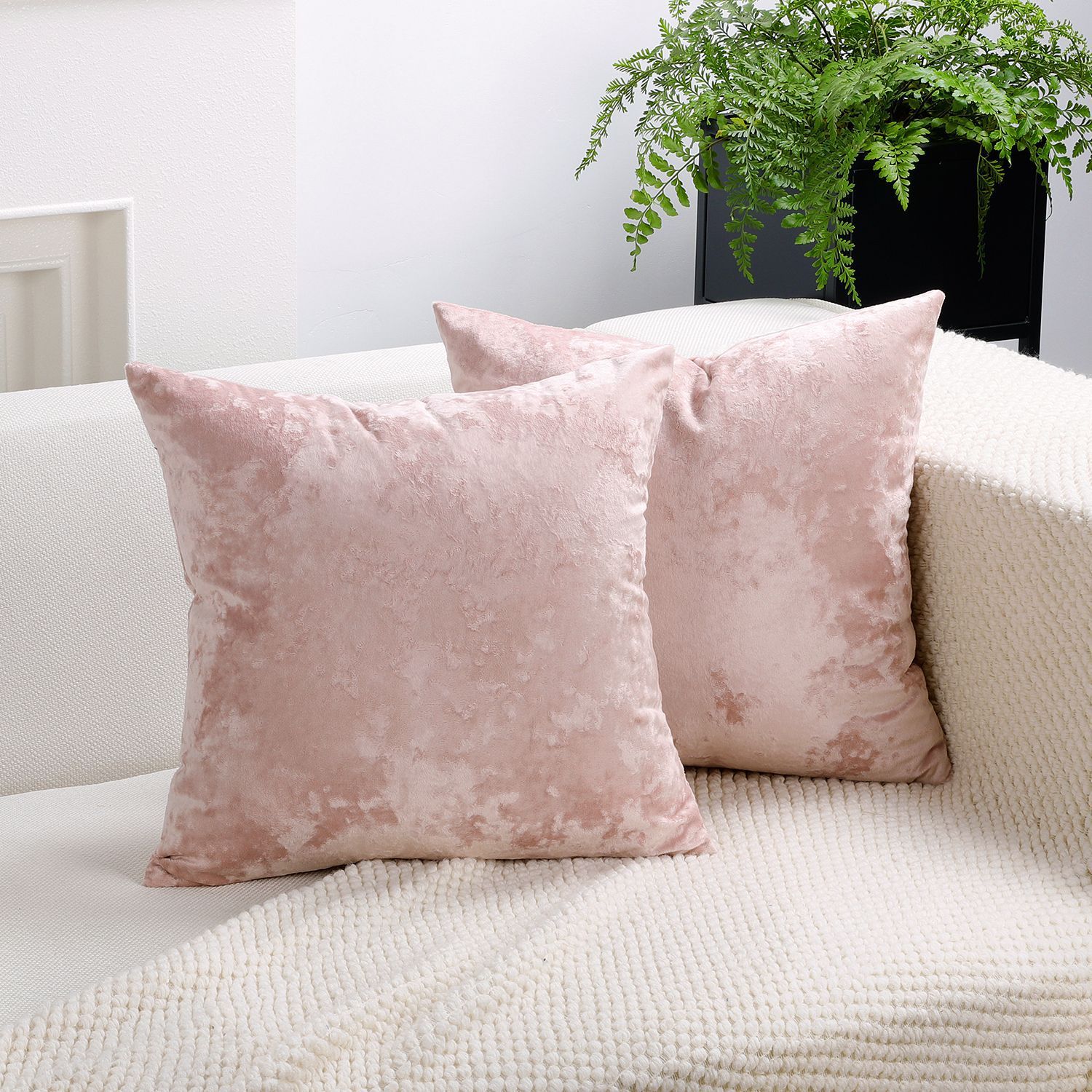 Ice Velvet Pillow Cover Polyester Solid Color 30x50cm Light Pink 60*60cm — image 1