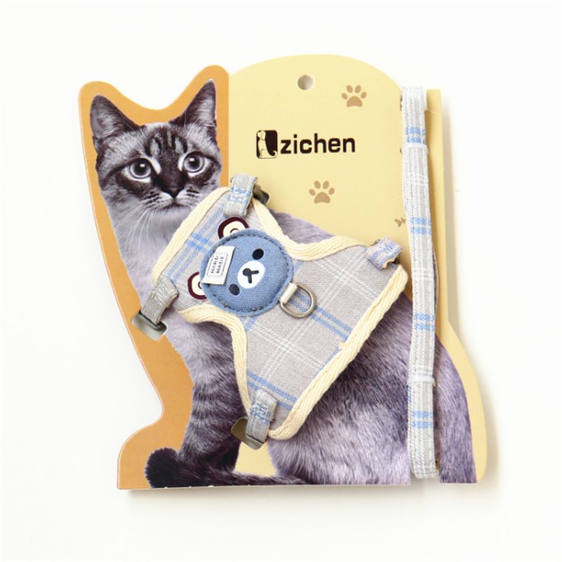 Zichen Cat Harness Vest Nylon Mesh Pet Leash Light gray 1.0(S code) suitable