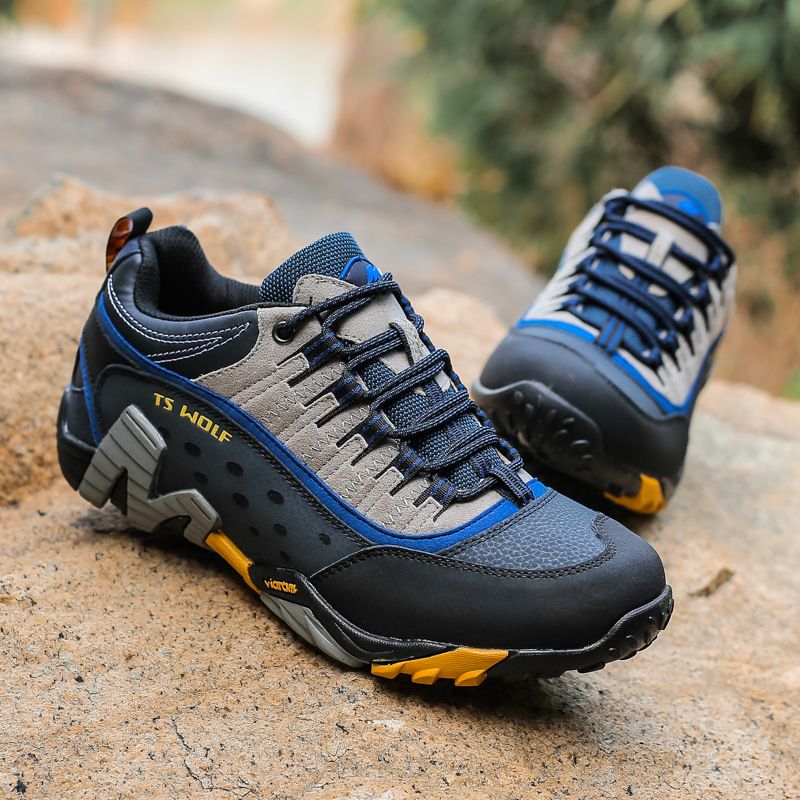 Lefectic Hiking Shoes Genuine Leather Waterproof. Black gray red 37 view 3