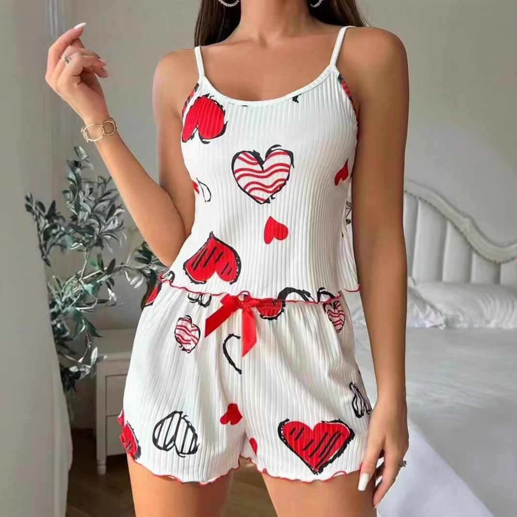 Women Sleepwear Set Summer Spandex Print Pink XXXL view 3