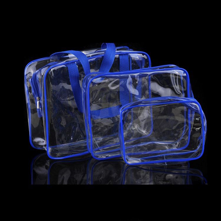 HDWISS PVC Transparent Cosmetic Bag Travel Storage Cube Blue Small size 18*14*4 — image 1