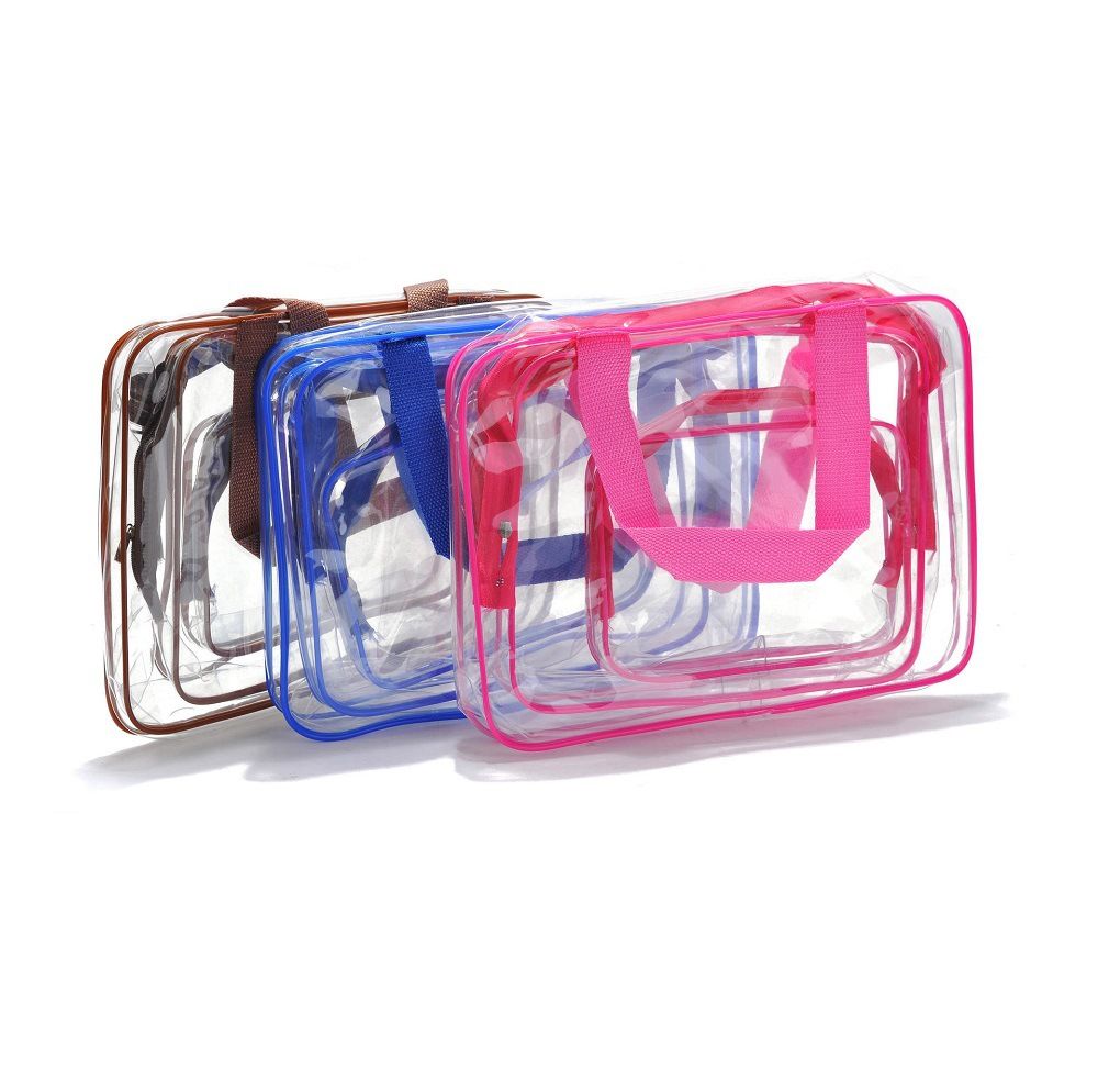 HDWISS PVC Transparent Cosmetic Bag Travel Storage Cube Brown Medium size 24*20*5 view 4