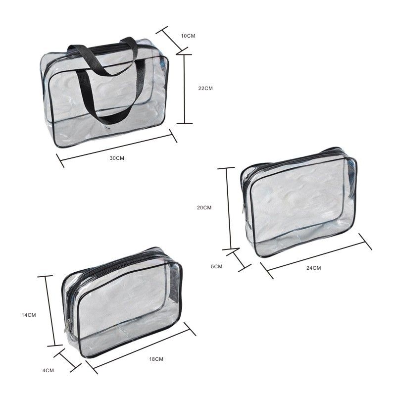 HDWISS PVC Transparent Cosmetic Bag Travel Storage Cube Black Large size 30*22*10 view 5