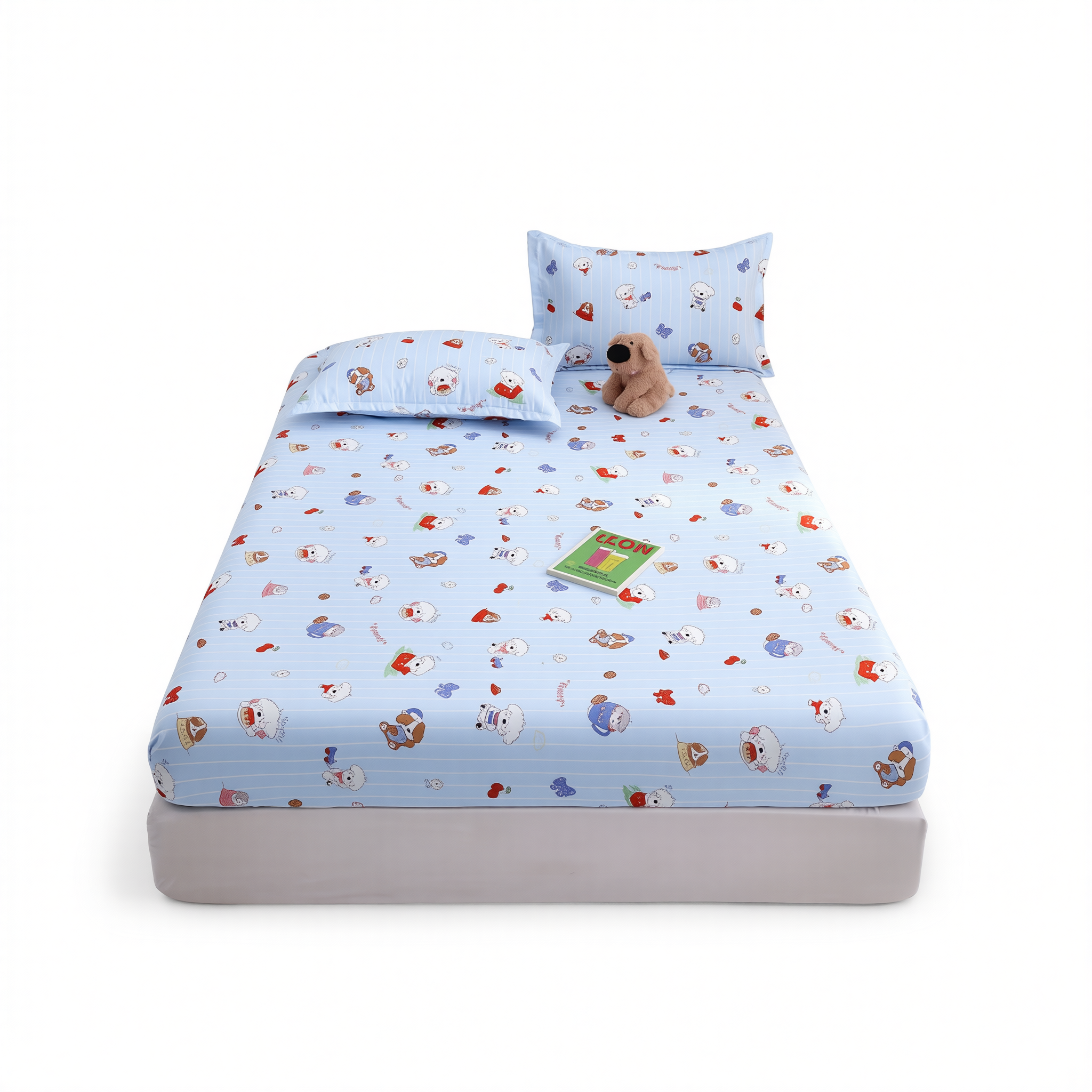 Yuan sheng Home Textiles Fitted Sheet Pure Cotton. Blue cat 90cm/190cm thin view 5