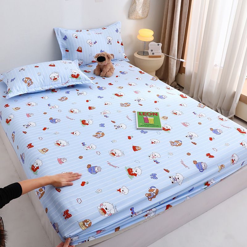 Yuan sheng Home Textiles Fitted Sheet Pure Cotton. Blue cat 150*200cm standard view 3