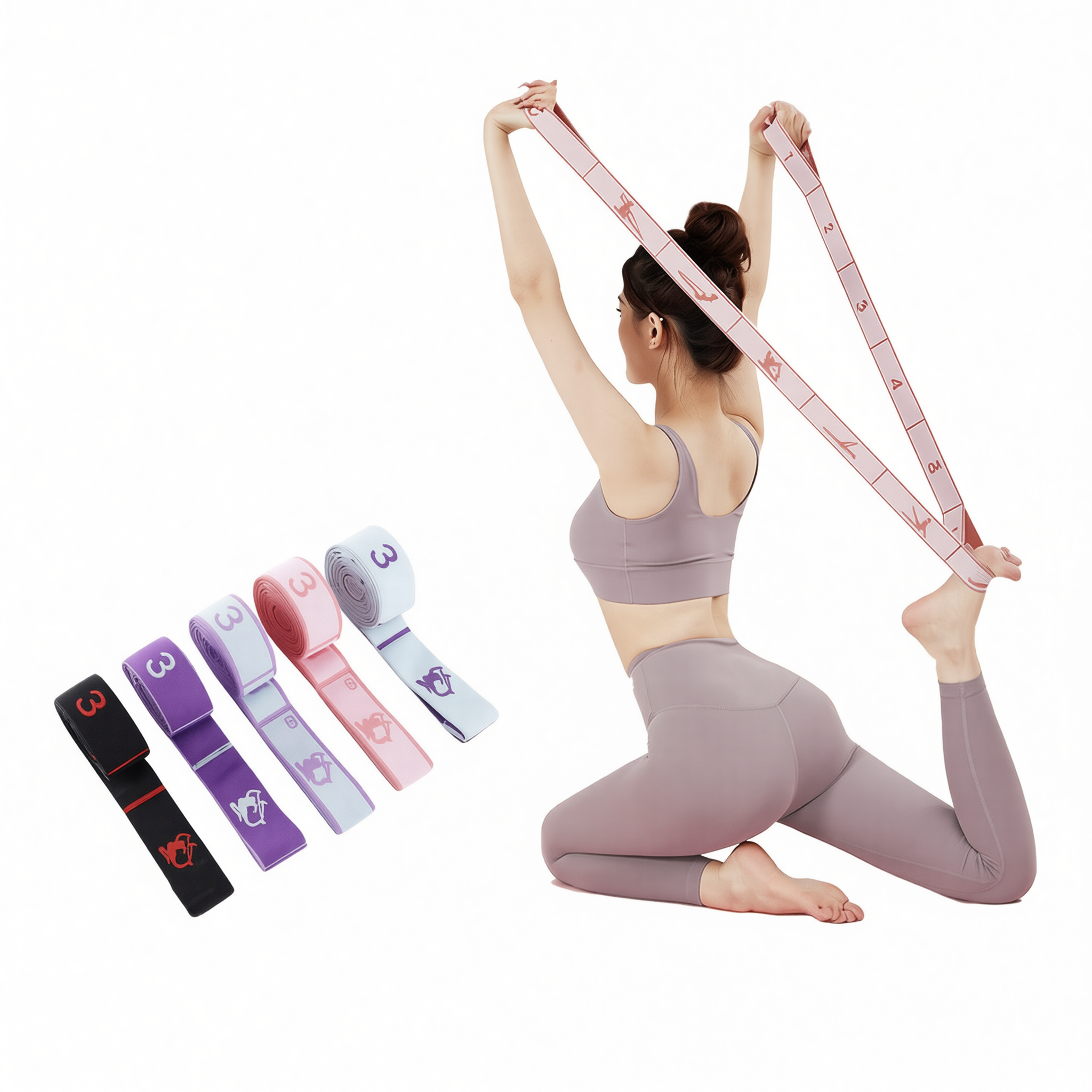 Resistance Band Yoga Fitness Digital Style Black and blue-digital model [8 grids] view 2