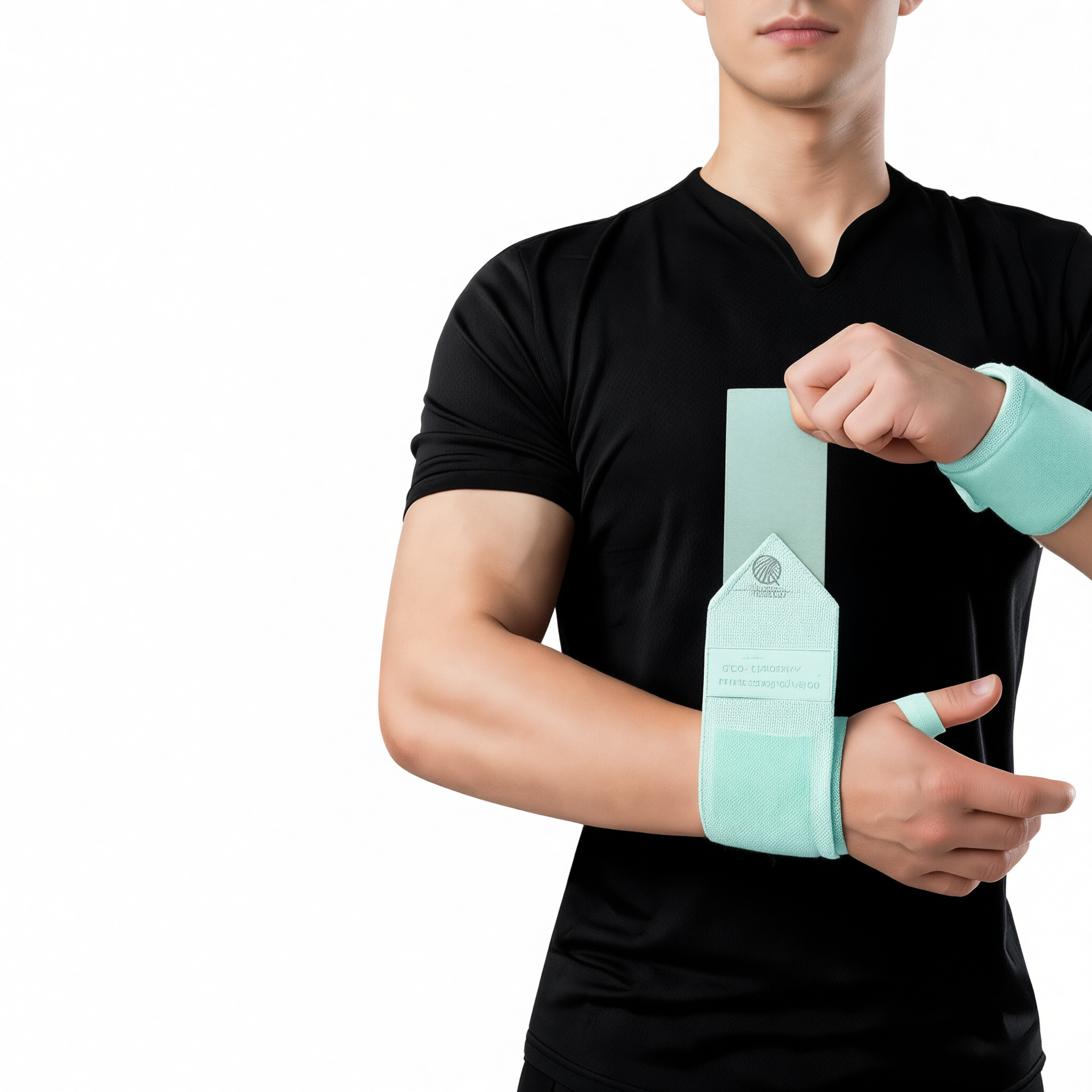 Wrist Compression Bandage Adjustable Fitness Support Cyan blue pair [strap — image 1